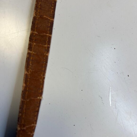 Women's Vintage Brown Tooled Leather Crossbody Purse Western Croc Style Bag - Picture 3 of 6